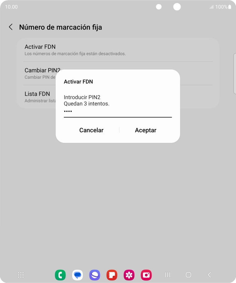 Introduce el código PIN2 y pulsa Aceptar.