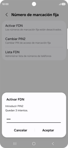 Introduce el código PIN2 y pulsa Aceptar. Introduce el código PIN2 y pulsa Aceptar.