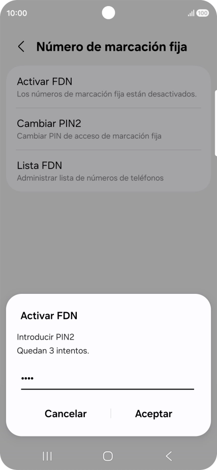 Introduce el código PIN2 y pulsa Aceptar. Introduce el código PIN2 y pulsa Aceptar.