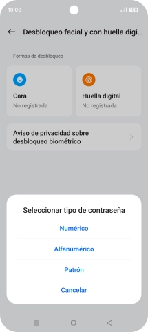 Pulsa el código de seguridad deseado. Pulsa el código de seguridad deseado.
