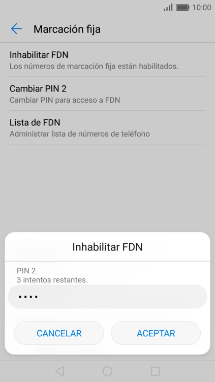Introduce el código PIN2 y pulsa ACEPTAR. Introduce el código PIN2 y pulsa ACEPTAR.