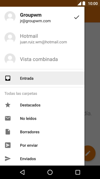 Pulsa la cuenta de correo electrónico deseada. Pulsa la cuenta de correo electrónico deseada.