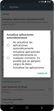 Pulsa No actualizar las aplicaciones automáticamente para desactivar la función. Pulsa No actualizar las aplicaciones automáticamente para desactivar la función.