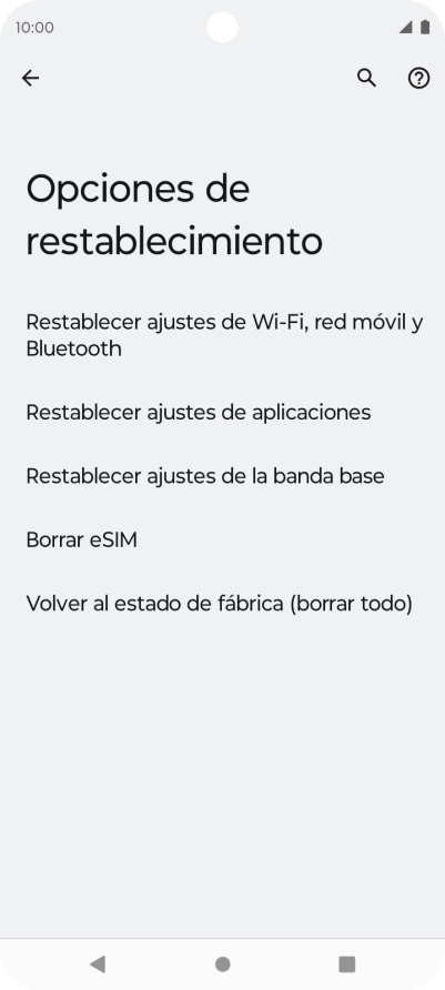 Pulsa Restablecer ajustes de Wi-Fi, red móvil y Bluetooth. Pulsa Restablecer ajustes de Wi-Fi, red móvil y Bluetooth.