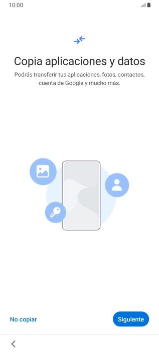 Puedes transferir el contenido de otro teléfono cuando activas tu teléfono por primera vez y cuando lo has restablecido. Cuando aparezca en la pantalla del teléfono esta imagen, ya está listo para la transmisión del contenido del otro teléfono. Puedes transferir el contenido de otro teléfono cuando activas tu teléfono por primera vez y cuando lo has restablecido. Cuando aparezca en la pantalla del teléfono esta imagen, ya está listo para la transmisión del contenido del otro teléfono.