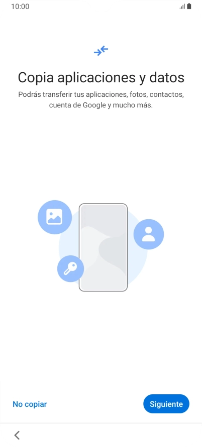 Puedes transferir el contenido de otro teléfono cuando activas tu teléfono por primera vez y cuando lo has restablecido. Cuando aparezca en la pantalla del teléfono esta imagen, ya está listo para la transmisión del contenido del otro teléfono. Puedes transferir el contenido de otro teléfono cuando activas tu teléfono por primera vez y cuando lo has restablecido. Cuando aparezca en la pantalla del teléfono esta imagen, ya está listo para la transmisión del contenido del otro teléfono.
