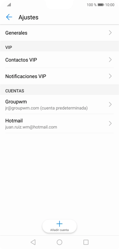 Pulsa la cuenta de correo electrónico deseada. Pulsa la cuenta de correo electrónico deseada.