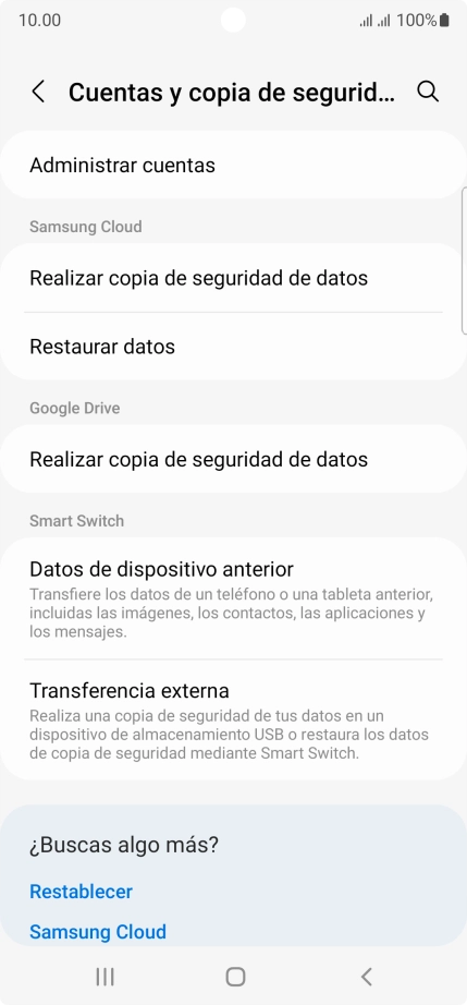 Pulsa Administrar cuentas.