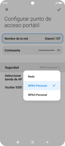 Pulsa WPA3-Personal para proteger la conexión wifi con una contraseña. Pulsa WPA3-Personal para proteger la conexión wifi con una contraseña.
