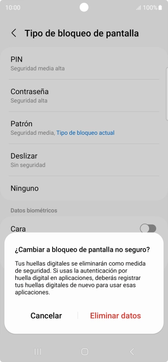 Pulsa Eliminar datos. Pulsa Eliminar datos.