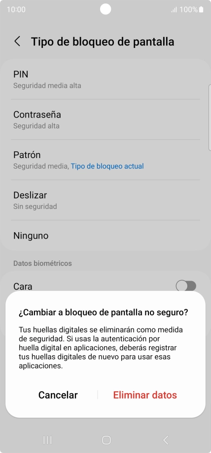 Pulsa Eliminar datos. Pulsa Eliminar datos.