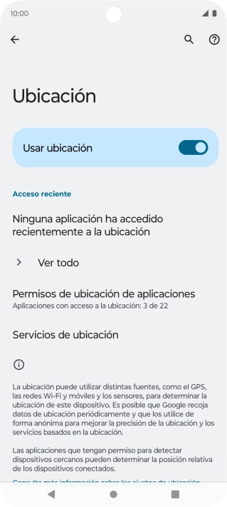Pulsa Permisos de ubicación de aplicaciones. Pulsa Permisos de ubicación de aplicaciones.