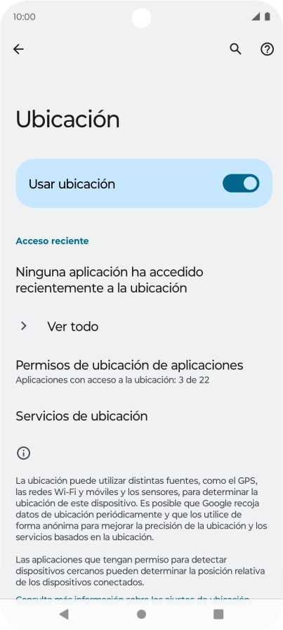 Pulsa Permisos de ubicación de aplicaciones. Pulsa Permisos de ubicación de aplicaciones.