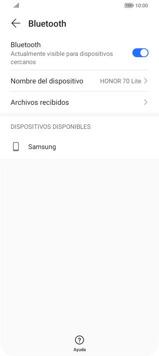 Pulsa el dispositivo Bluetooth deseado y sigue las indicaciones de la pantalla para vincular el dispositivo al teléfono. Pulsa el dispositivo Bluetooth deseado y sigue las indicaciones de la pantalla para vincular el dispositivo al teléfono.