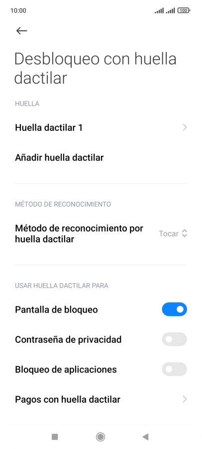 Pulsa el indicador junto a los ajustes deseados para activarlos o desactivarlos. Pulsa el indicador junto a los ajustes deseados para activarlos o desactivarlos.