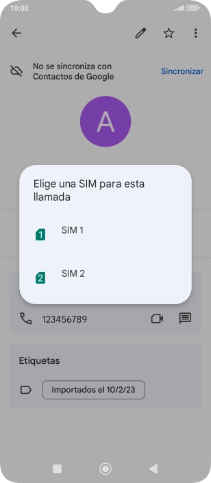 Pulsa la tarjeta SIM deseada.