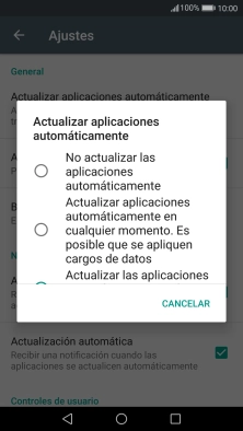 Pulsa No actualizar las aplicaciones automáticamente para desactivar la función. Pulsa No actualizar las aplicaciones automáticamente para desactivar la función.