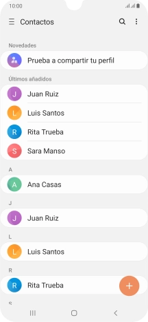 Pulsa el icono de nuevo contacto. Pulsa el icono de nuevo contacto.