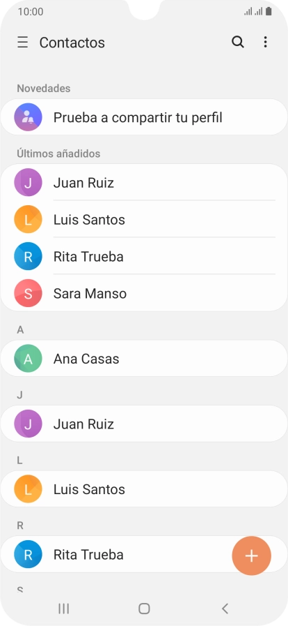 Pulsa el icono de nuevo contacto. Pulsa el icono de nuevo contacto.
