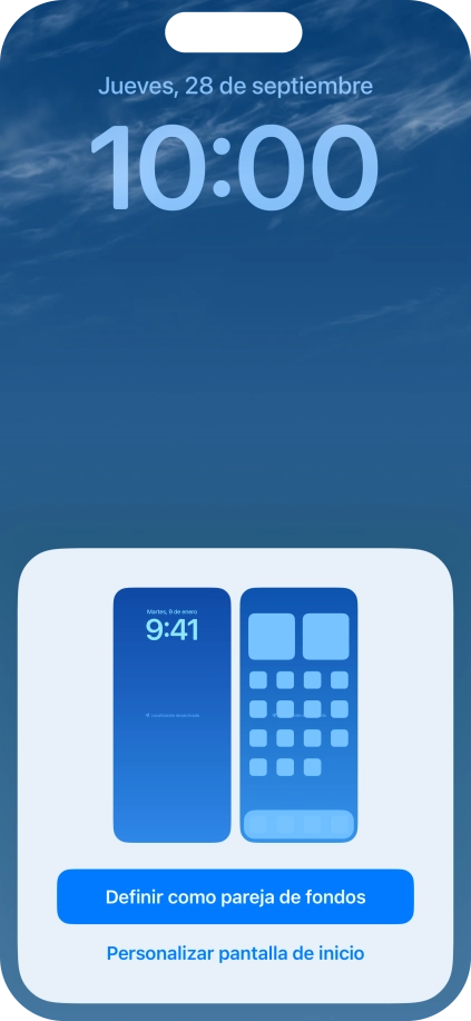 Si deseas utilizar el mismo tema de color en la pantalla de inicio, pulsa Definir como pareja de fondos. Si deseas utilizar el mismo tema de color en la pantalla de inicio, pulsa Definir como pareja de fondos.