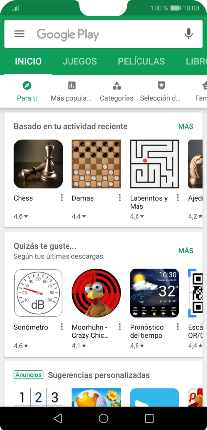 Desliza el dedo hacia la derecha desde la parte izquierda de la pantalla.