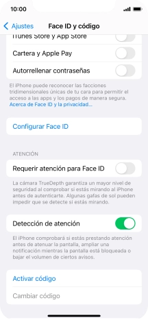 Pulsa Activar código e introduce un código de seguridad de libre elección dos veces seguidas. Pulsa Activar código e introduce un código de seguridad de libre elección dos veces seguidas.