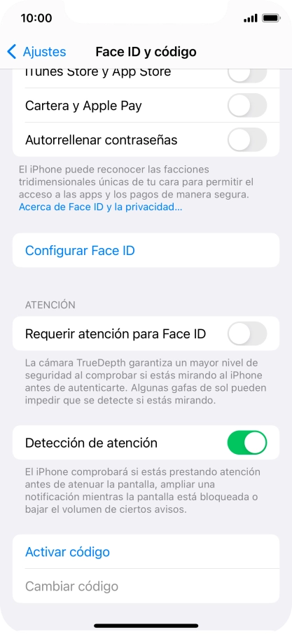 Pulsa Activar código e introduce un código de seguridad de libre elección dos veces seguidas. Pulsa Activar código e introduce un código de seguridad de libre elección dos veces seguidas.