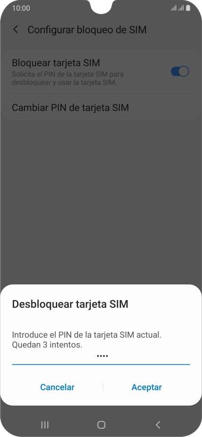 Introduce tu código PIN y pulsa Aceptar. Introduce tu código PIN y pulsa Aceptar.