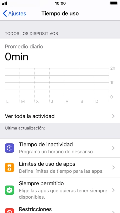Pulsa Tiempo de inactividad.