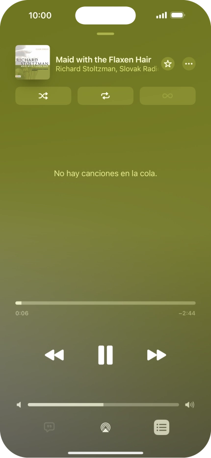 Pulsa el icono de reproducción aleatoria para activar o desactivar la función. Pulsa el icono de reproducción aleatoria para activar o desactivar la función.