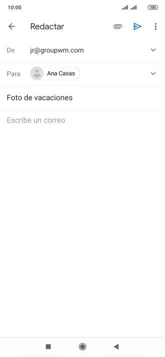 Pulsa en el campo de escritura y escribe el texto del correo electrónico. Pulsa en el campo de escritura y escribe el texto del correo electrónico.