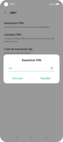 Introduce el código PIN2 y pulsa Guardar.