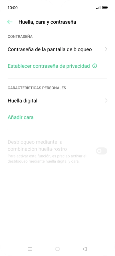 Pulsa Huella digital e introduce el código de seguridad extra que has creado anteriormente. Pulsa Huella digital e introduce el código de seguridad extra que has creado anteriormente.