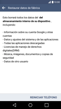 Pulsa REINICIAR TELÉFONO. Pulsa REINICIAR TELÉFONO.