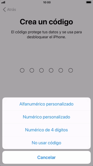 Sigue las indicaciones de la pantalla para activar el uso del código de seguridad o pulsa No usar código. Sigue las indicaciones de la pantalla para activar el uso del código de seguridad o pulsa No usar código.