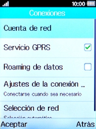 Selecciona Servicio GPRS para activar o desactivar la función.