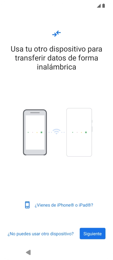 Sigue las indicaciones de la pantalla para transferir contenido desde otro teléfono. Sigue las indicaciones de la pantalla para transferir contenido desde otro teléfono.