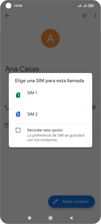 Pulsa la tarjeta SIM deseada. Pulsa la tarjeta SIM deseada.