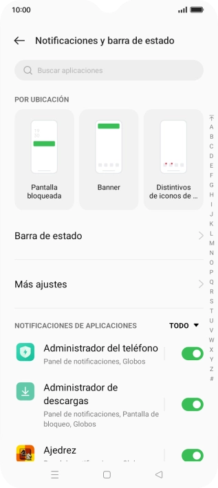 Pulsa el indicador junto a las apps deseadas para activar o desactivar la función. Pulsa el indicador junto a las apps deseadas para activar o desactivar la función.