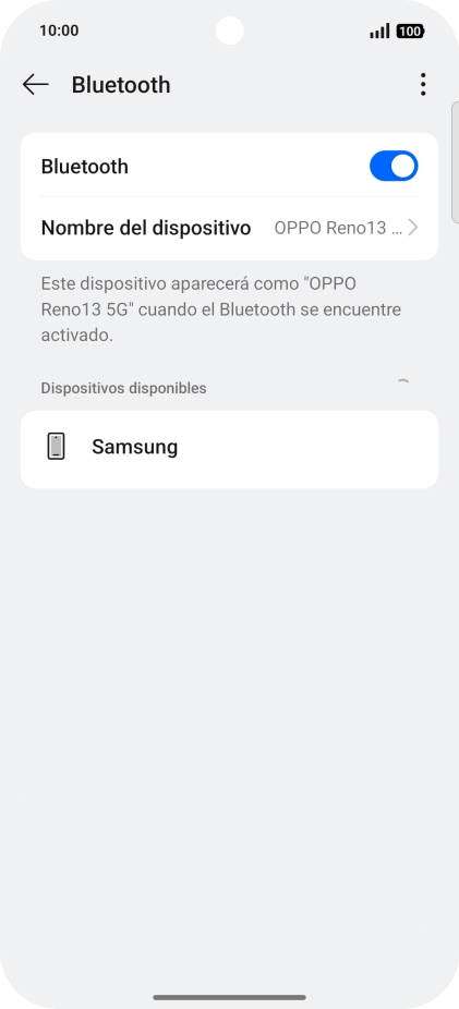 Pulsa el dispositivo Bluetooth deseado y sigue las indicaciones de la pantalla para vincular el dispositivo al teléfono. Pulsa el dispositivo Bluetooth deseado y sigue las indicaciones de la pantalla para vincular el dispositivo al teléfono.