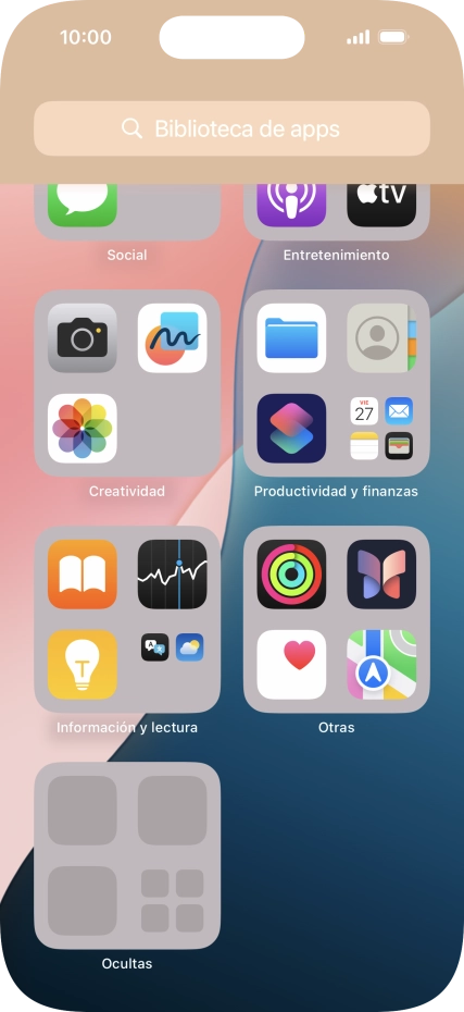 La app está ahora en la carpeta Ocultas en la biblioteca de apps. La app está ahora en la carpeta Ocultas en la biblioteca de apps.