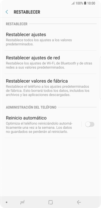 Pulsa Restablecer valores de fábrica. Pulsa Restablecer valores de fábrica.