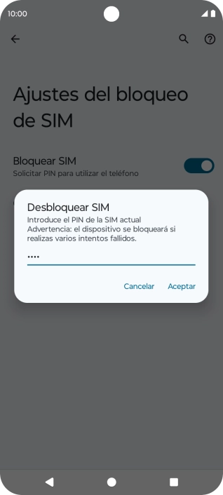 Introduce tu código PIN y pulsa Aceptar. Introduce tu código PIN y pulsa Aceptar.