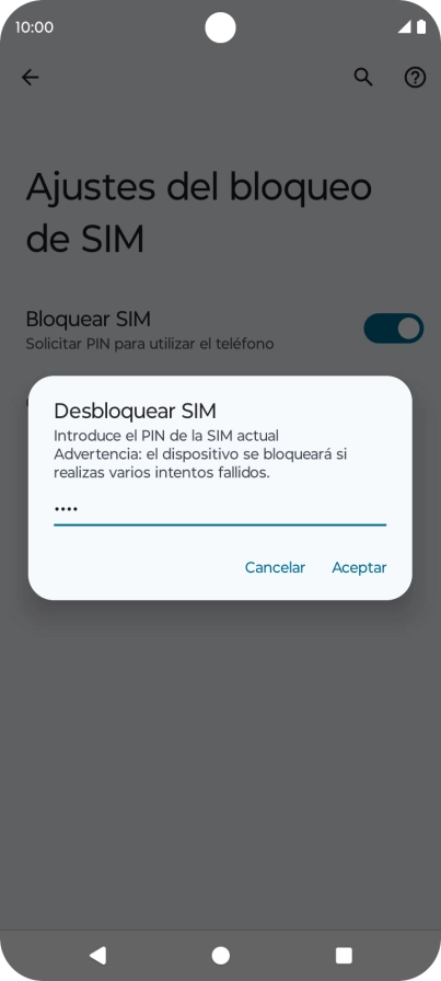 Introduce tu código PIN y pulsa Aceptar. Introduce tu código PIN y pulsa Aceptar.