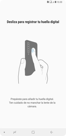 Sigue las indicaciones de la pantalla para crear una huella digital como código de seguridad. Sigue las indicaciones de la pantalla para crear una huella digital como código de seguridad.