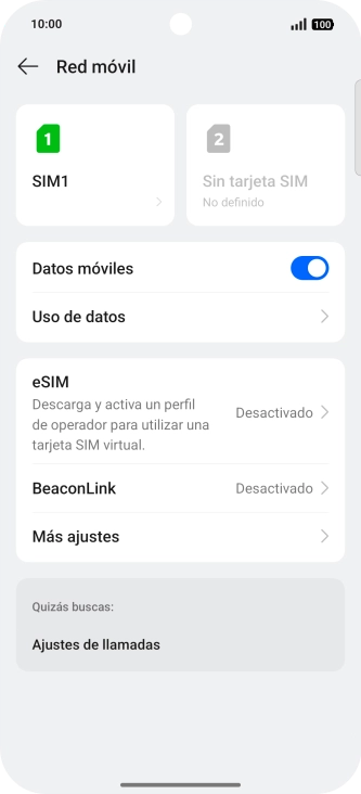Pulsa el nombre de la tarjeta SIM. Pulsa el nombre de la tarjeta SIM.