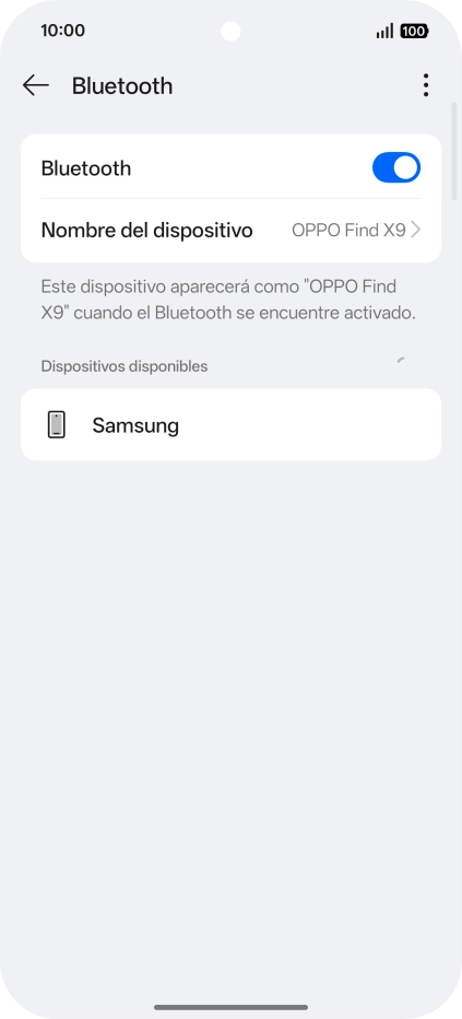 Pulsa el dispositivo Bluetooth deseado y sigue las indicaciones de la pantalla para vincular el dispositivo al teléfono. Pulsa el dispositivo Bluetooth deseado y sigue las indicaciones de la pantalla para vincular el dispositivo al teléfono.