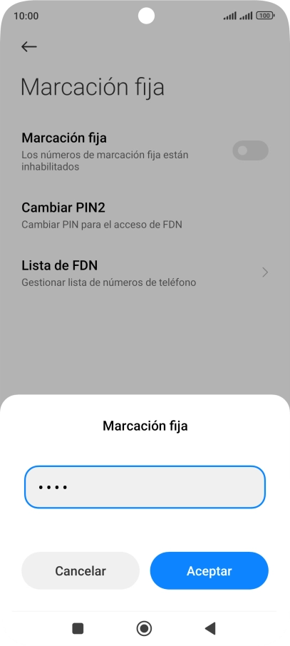 Introduce el código PIN2 y pulsa Aceptar.Puedes obtener el código PIN2 dirigiéndote al Servicio de Atención al Cliente de Vodafone, llamando al teléfono 22123 (desde un teléfono móvil de Vodafone) o al 607 123 000 (desde otros teléfonos). Introduce el código PIN2 y pulsa Aceptar.Puedes obtener el código PIN2 dirigiéndote al Servicio de Atención al Cliente de Vodafone, llamando al teléfono 22123 (desde un teléfono móvil de Vodafone) o al 607 123 000 (desde otros teléfonos).