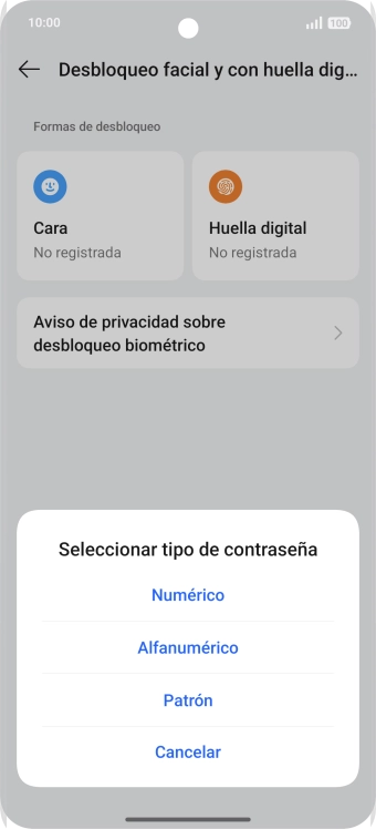 Pulsa el código de seguridad deseado. Pulsa el código de seguridad deseado.
