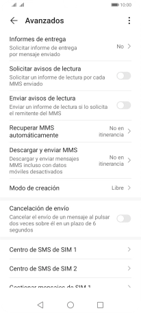 Pulsa Centro de SMS de ‹SIM›. Pulsa Centro de SMS de ‹SIM›.